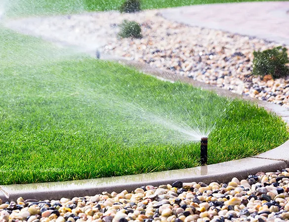 Close-up of an installed irrigation system in Wilton Manors, FL, highlighting efficient water management for landscape maintenance.